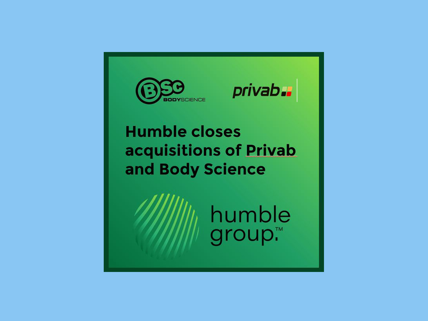 Humble Group fortsätter sin förvärvsresa genom förvärven av Privab Grossisterna AB och australiensiska Body Science